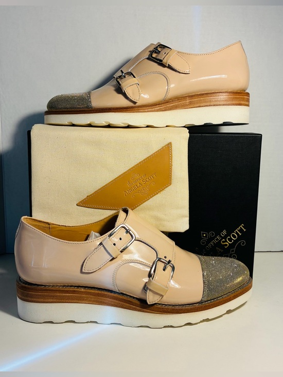 The Office Of Angela Scott Shoes - The Office of Angela Scott Mr. Sterling Double Monk Strap Nude Metallic Size 40